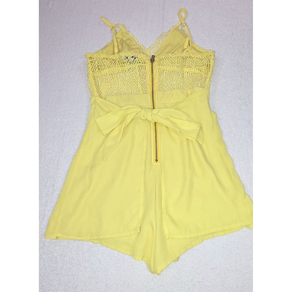 Bright Yellow Lace Romper – Feminine & Stylish